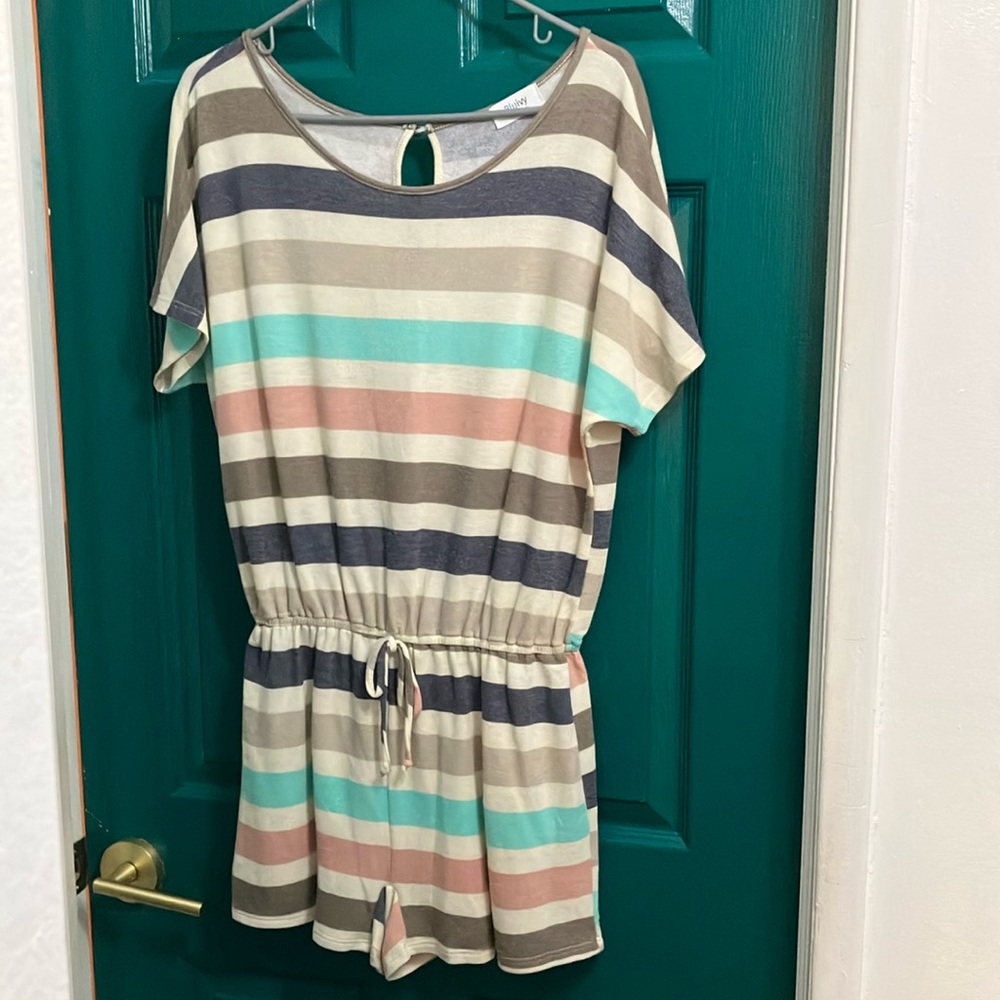 Bluivy Striped Short Sleeve Romper